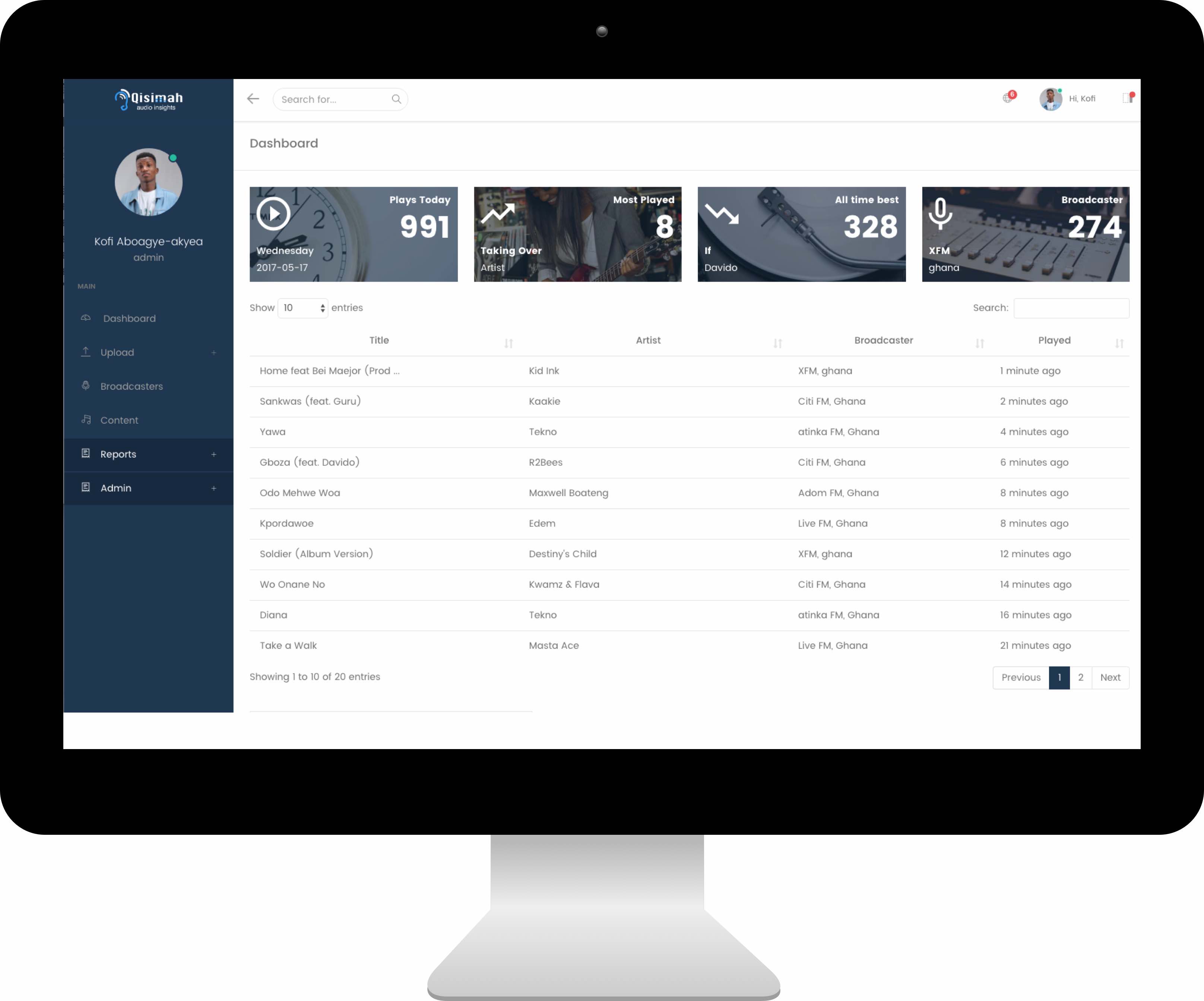 Qisimah's broadcast monitoring service provides radio airplay monitoring data to the customers.